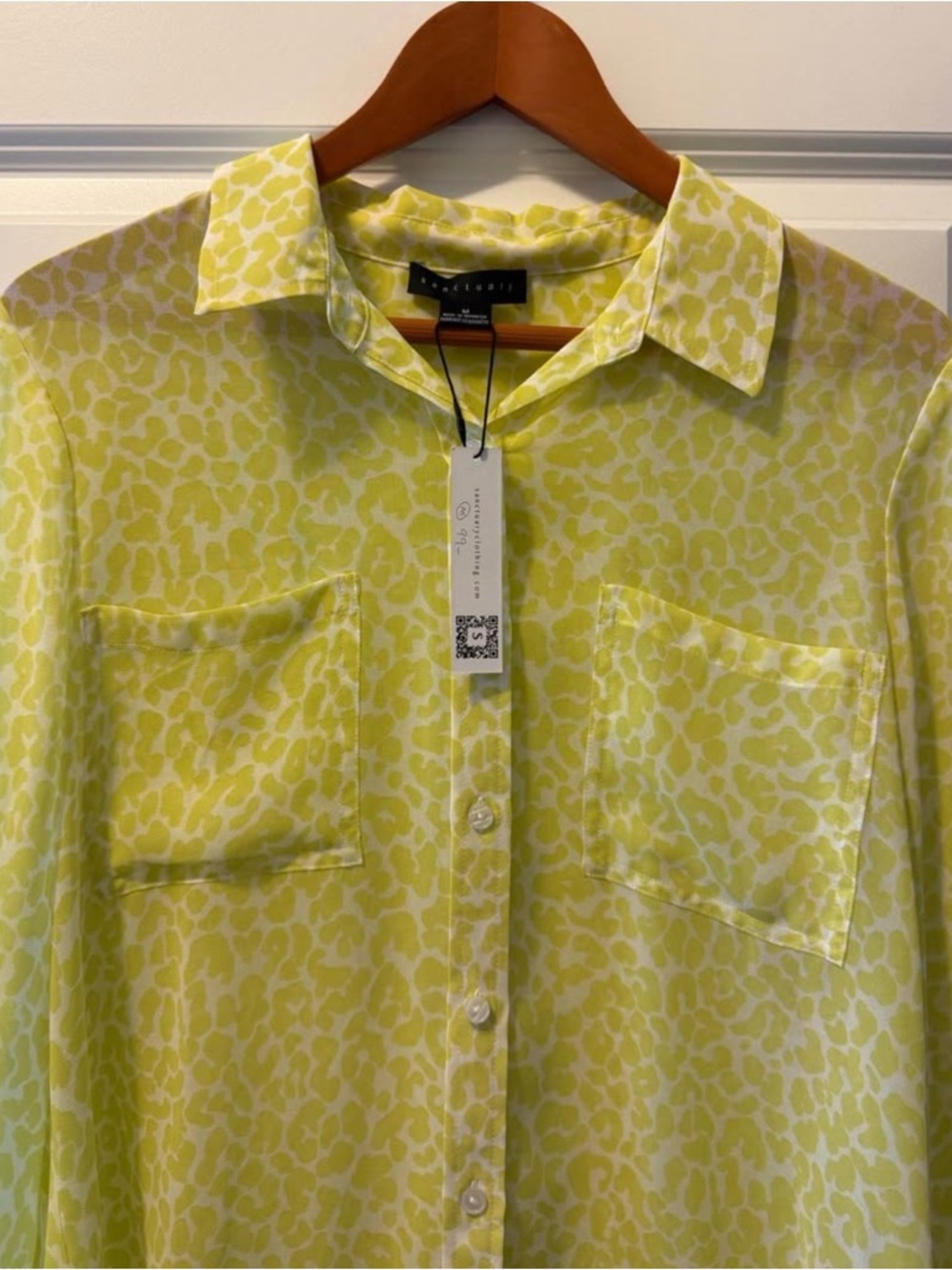 sanctuary women’s medium leopard print yellow blouse, new with tags